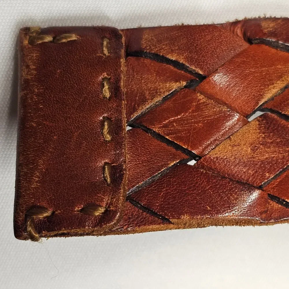American Eagle Vintage Bohemian Braided Leather Belt Men's Size L, 45
